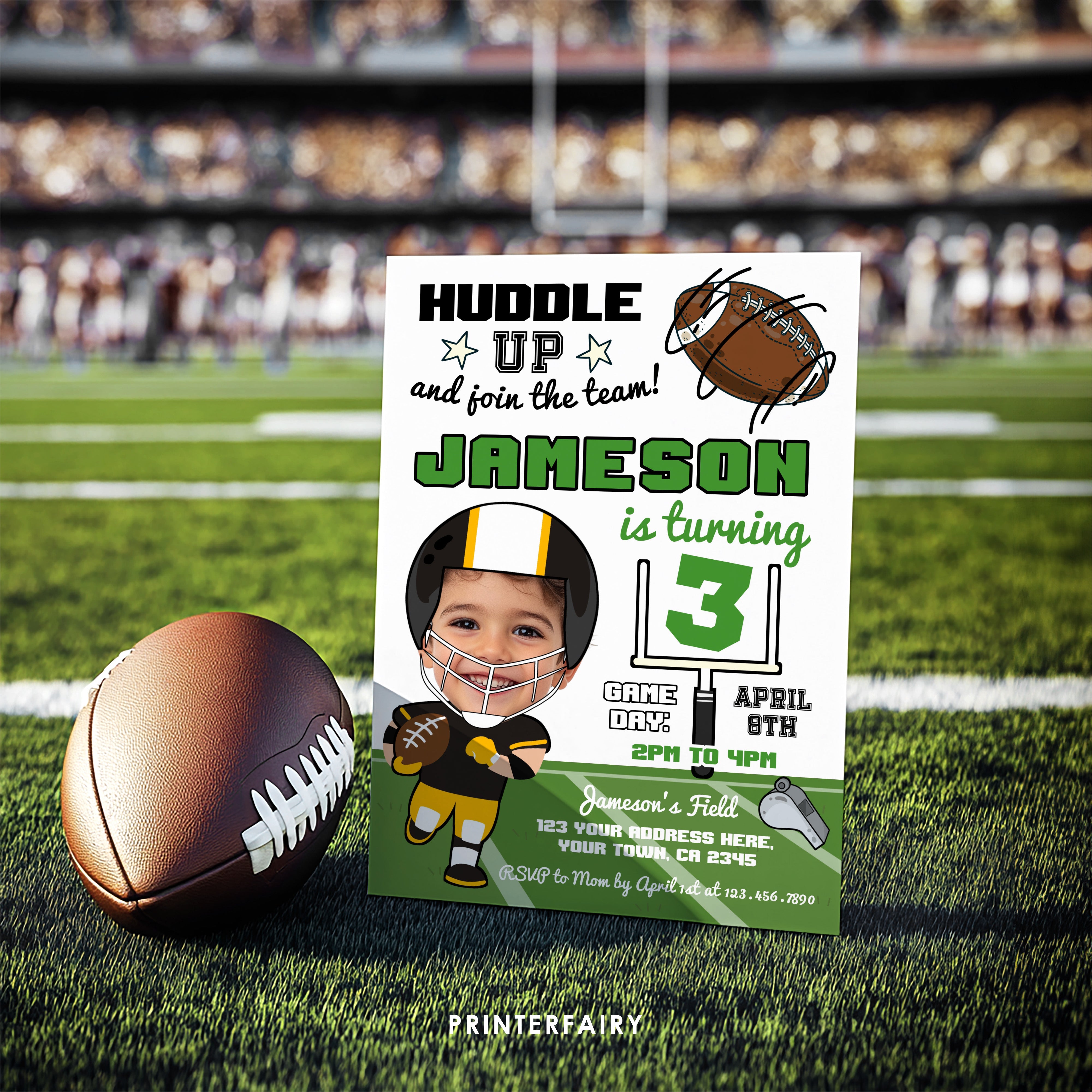 Football Birthday Invitation With Photo