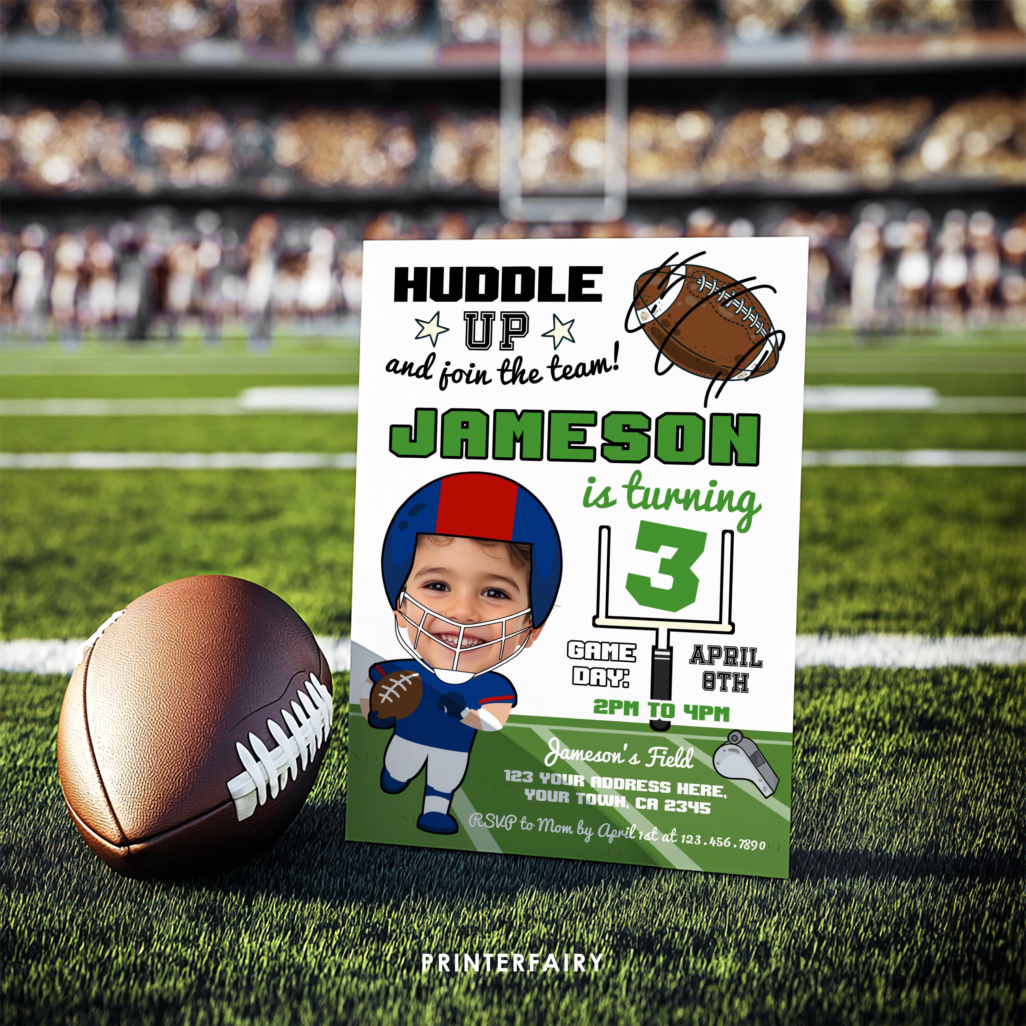 Football Birthday Invitation With Photo