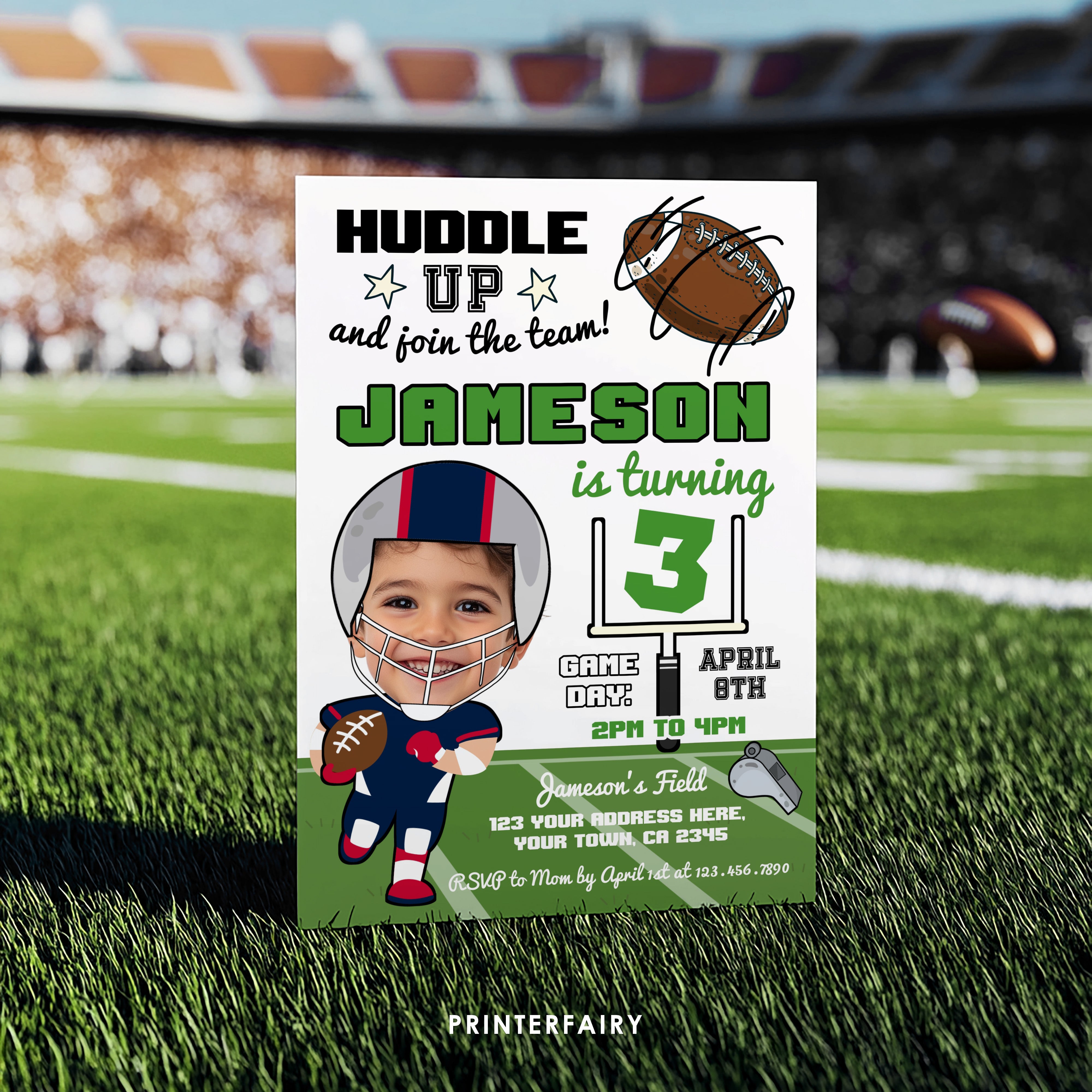 Football Birthday Invitation With Photo