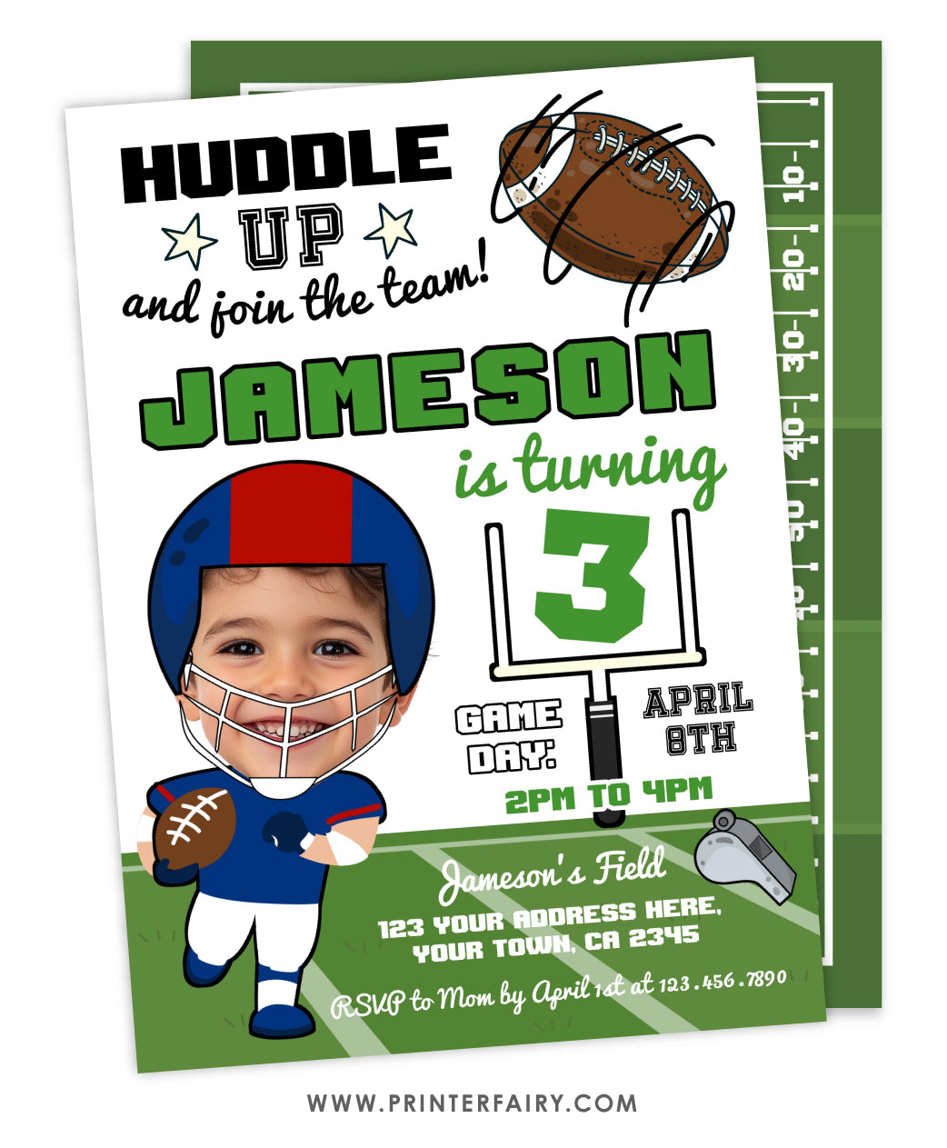 Football Birthday Invitation With Photo