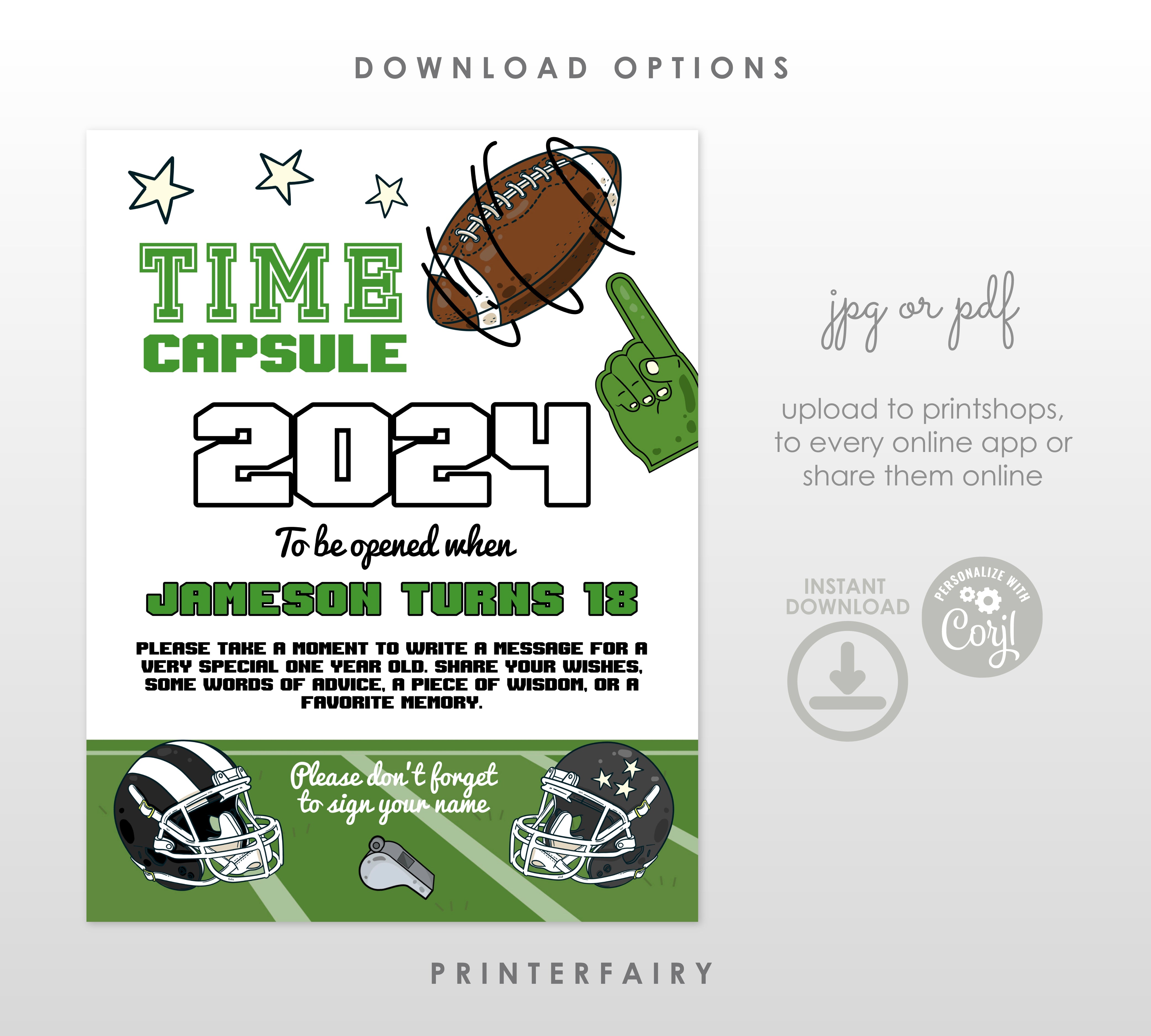 Football First Birthday Time Capsule