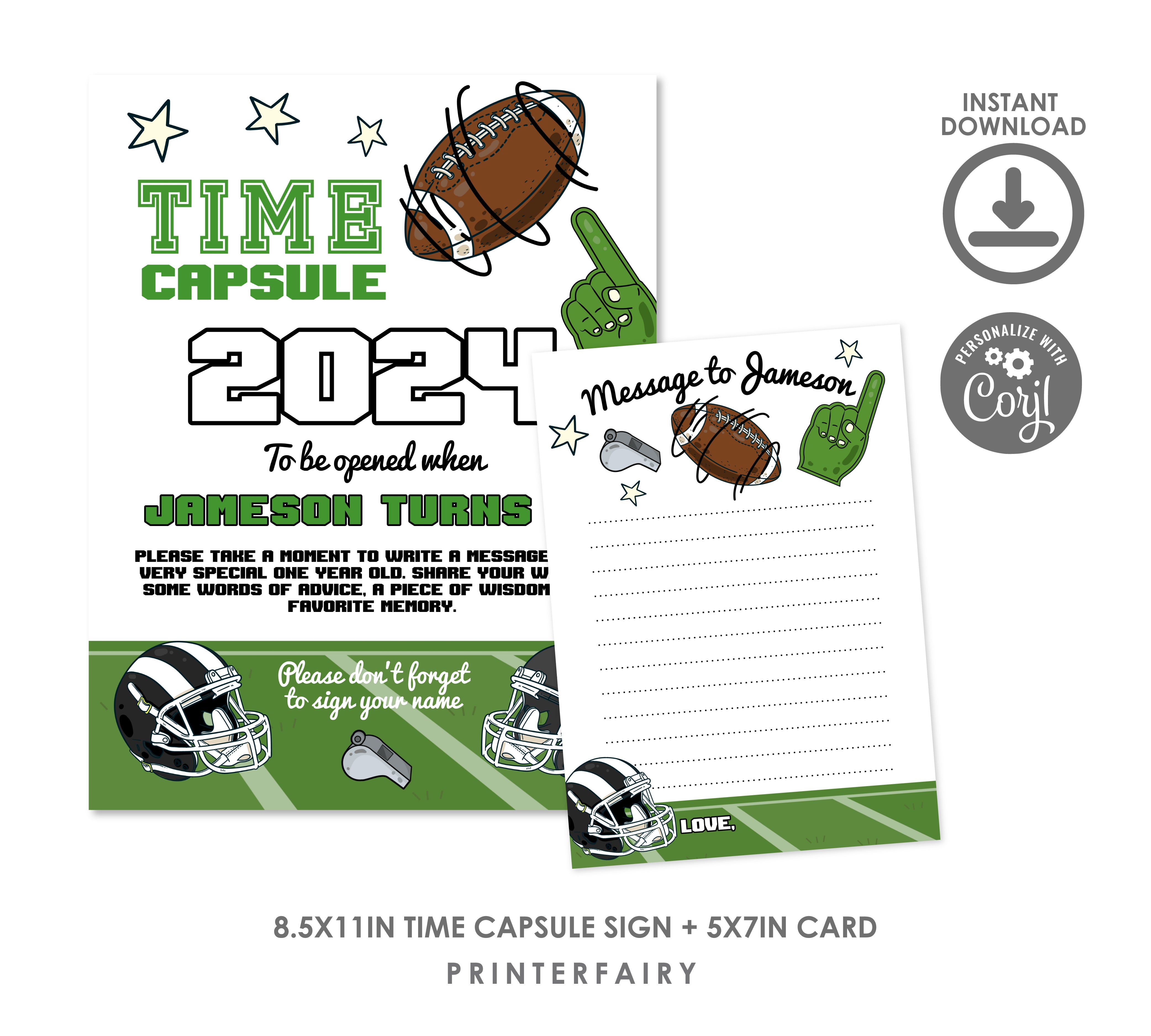 Football First Birthday Time Capsule