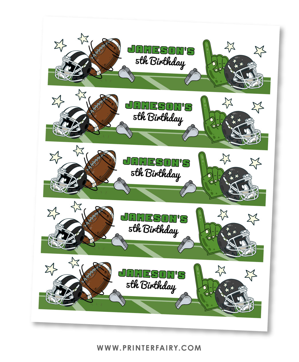 Football Party Water Bottle Label