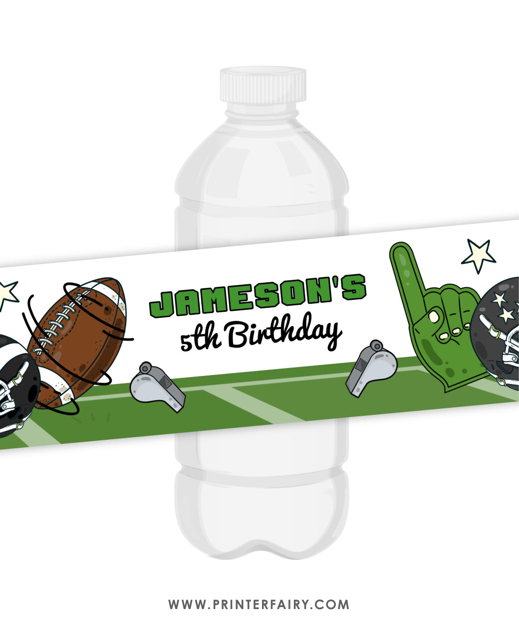 Football Party Water Bottle Label