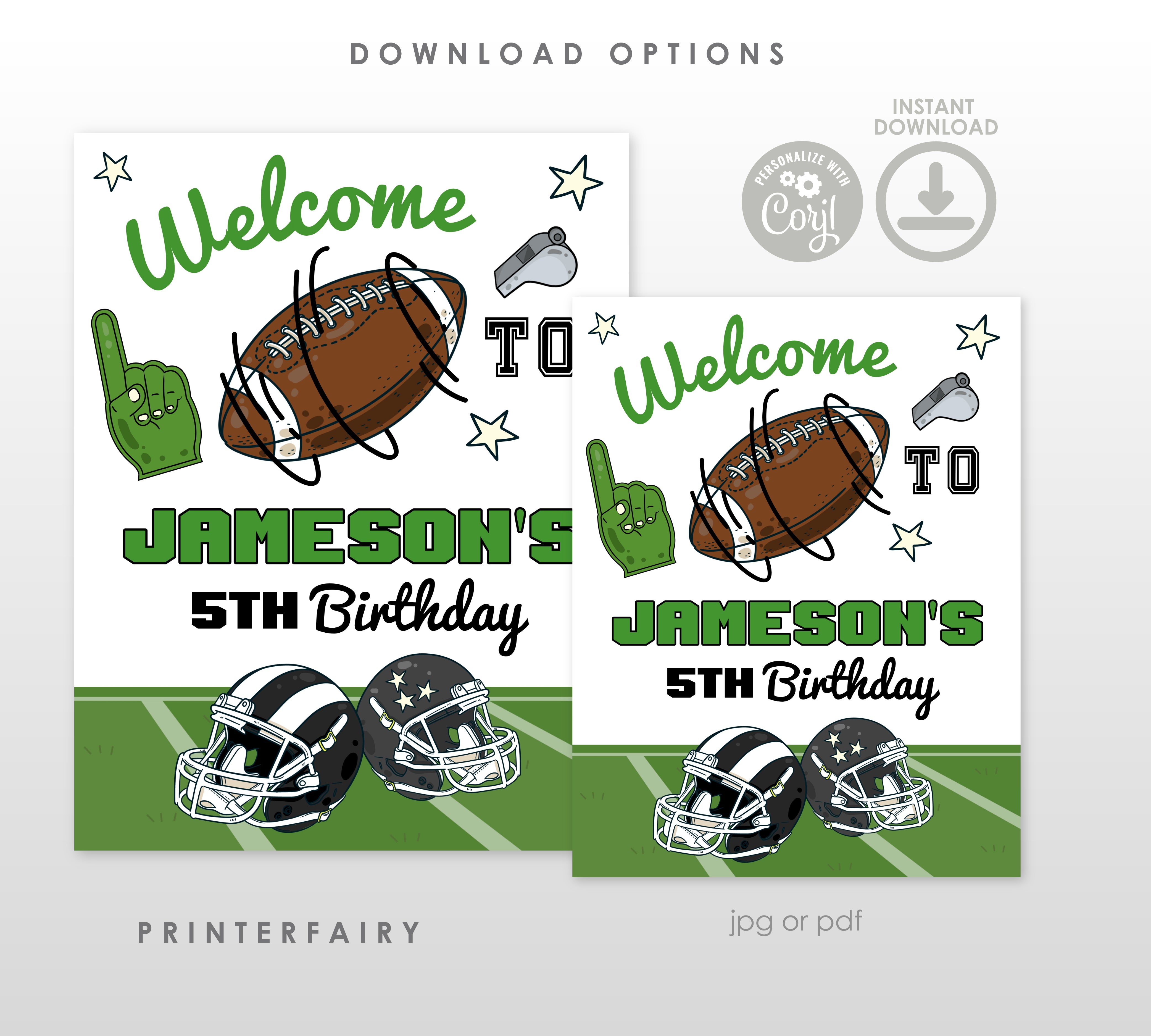 Football Birthday Party Welcome Sign