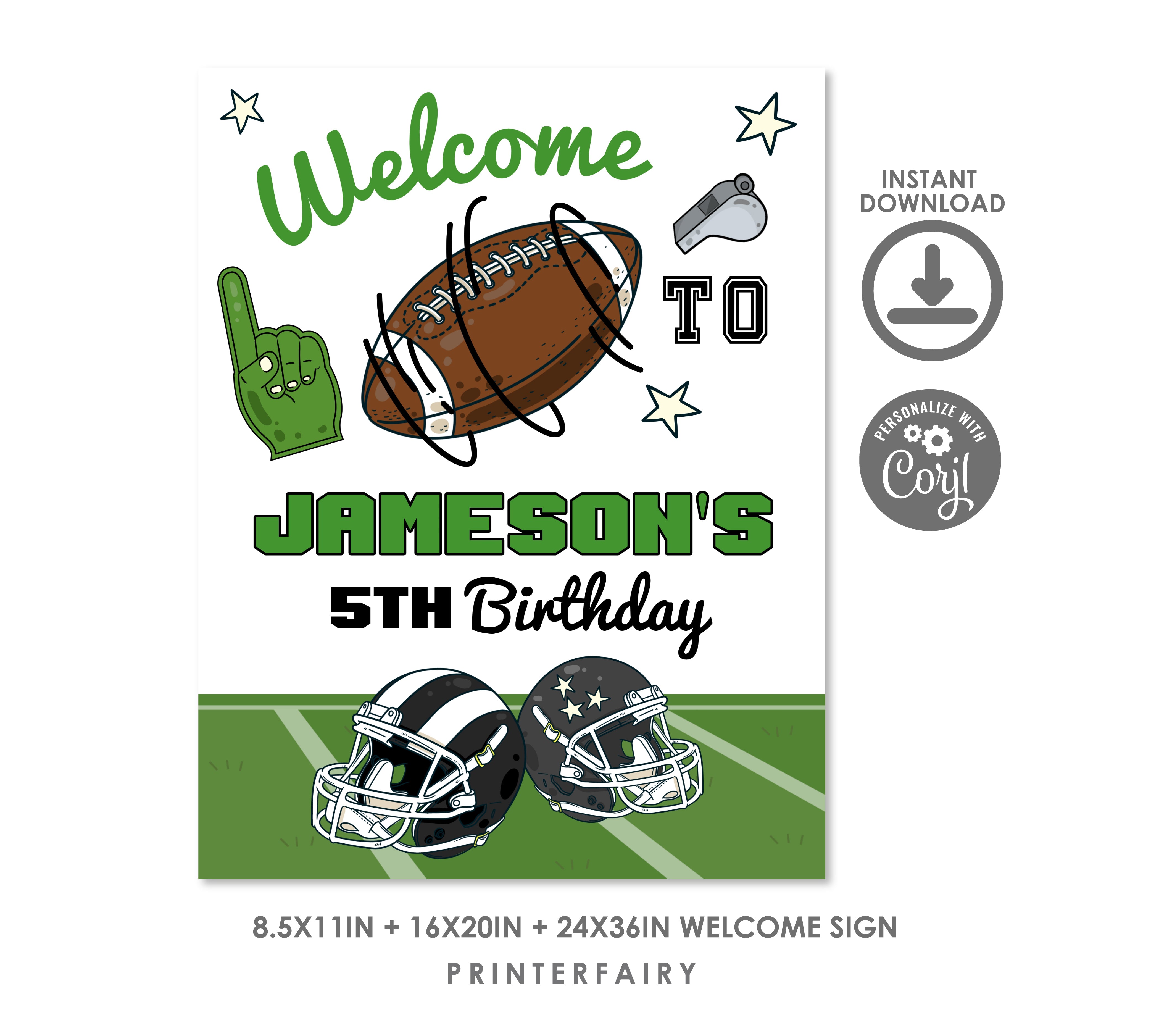 Football Birthday Party Welcome Sign