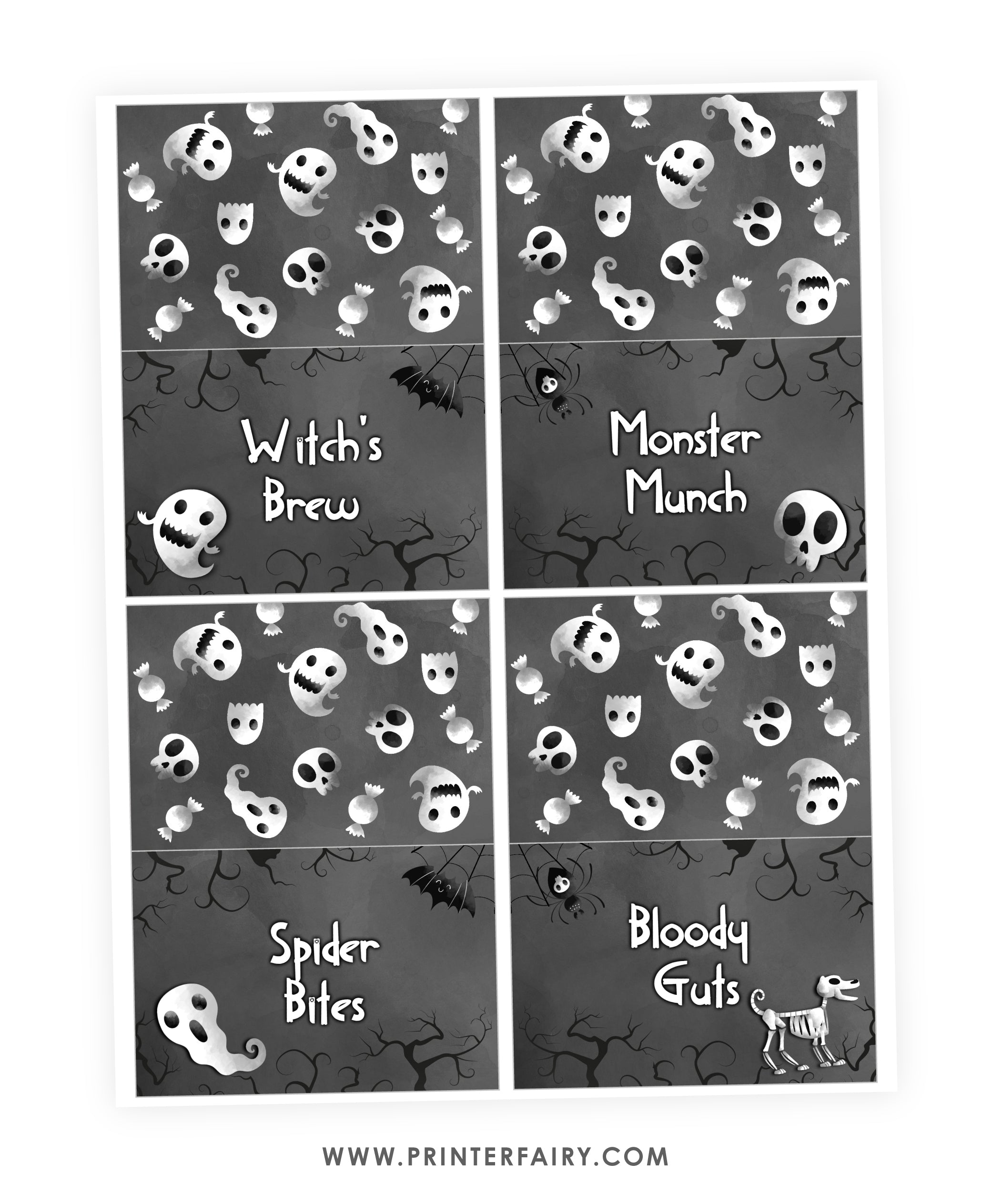 Free Black And White Halloween Food Tents