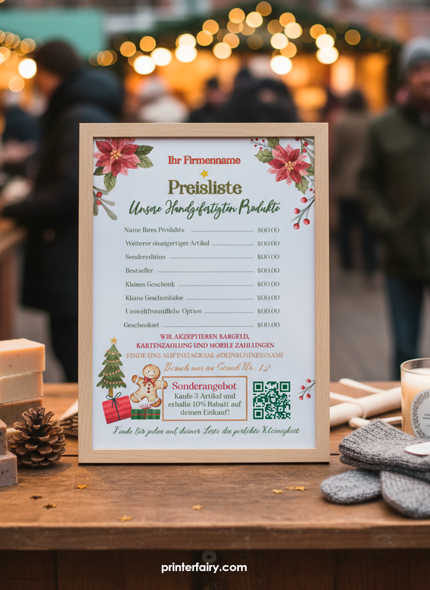 Preisliste Vorlage