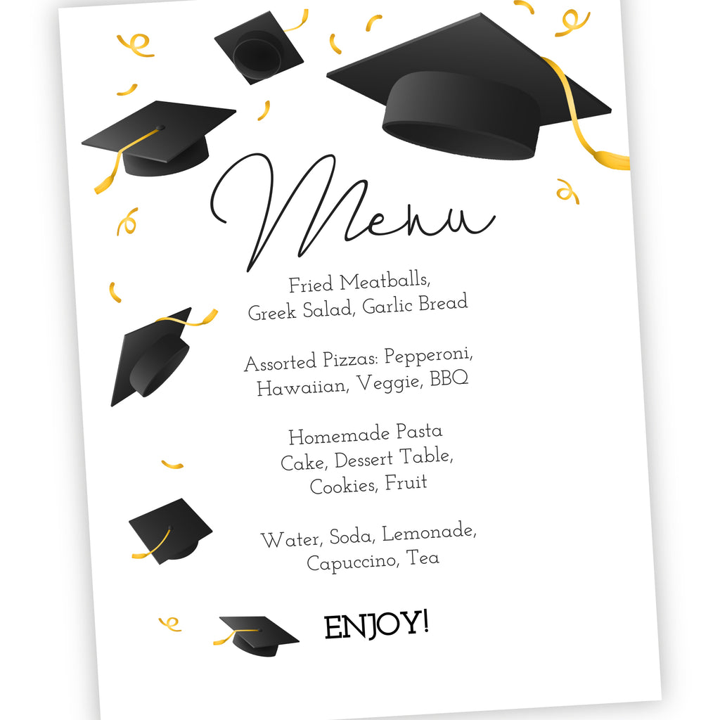 Graduation Party Menu – PrinterFairy
