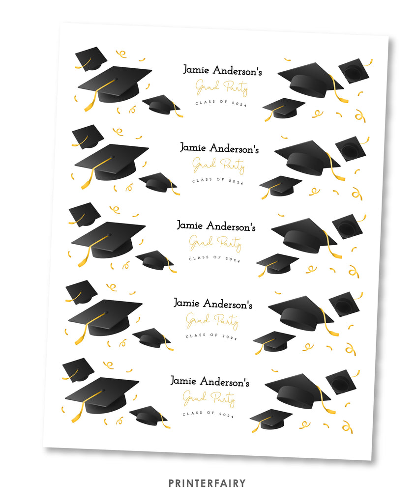 Graduation Water Bottle Labels Canva Editable Digital Download/editable ...