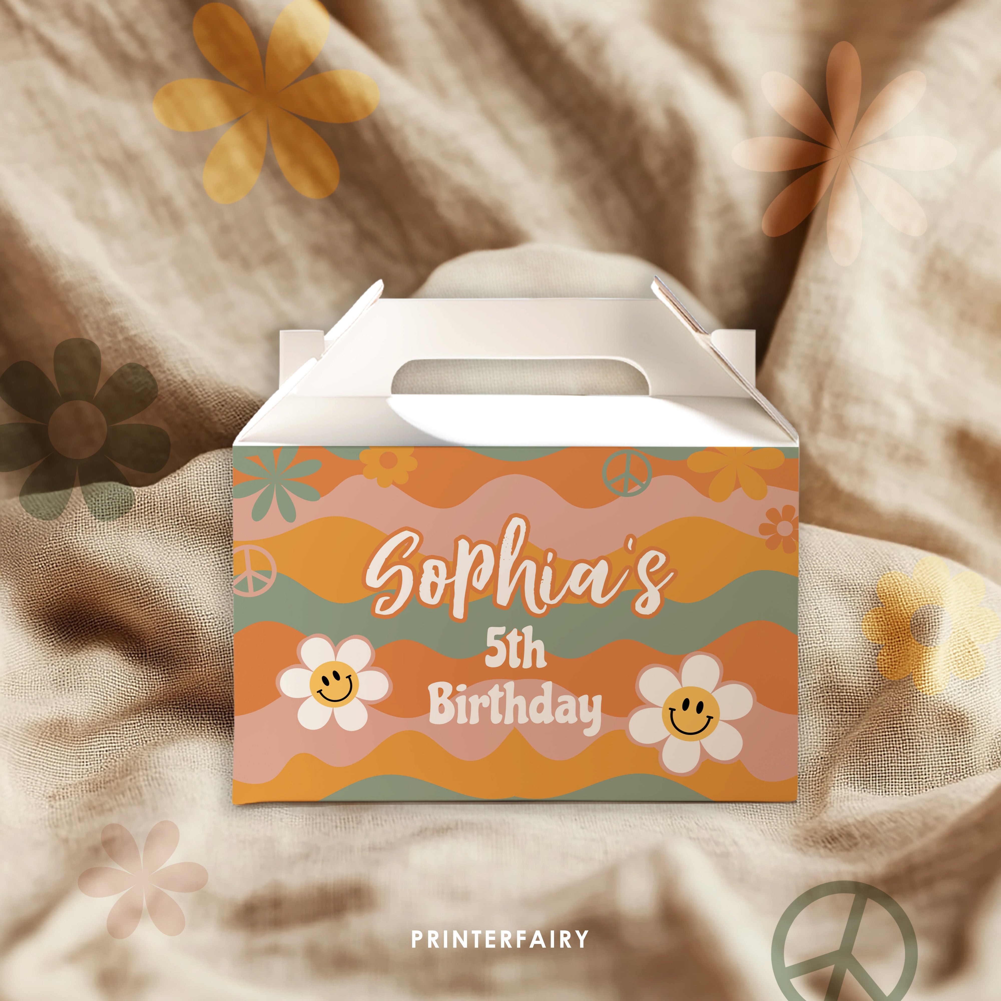 Groovy Birthday Gable Box Label