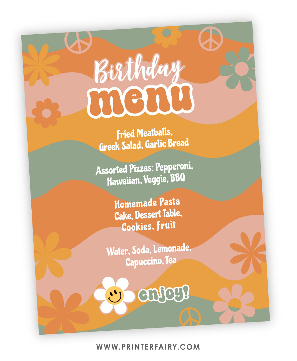 Groovy Birthday Party Menu