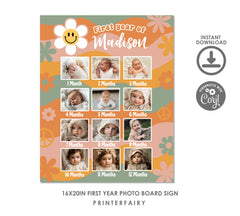 Groovy First Birthday Photo Board