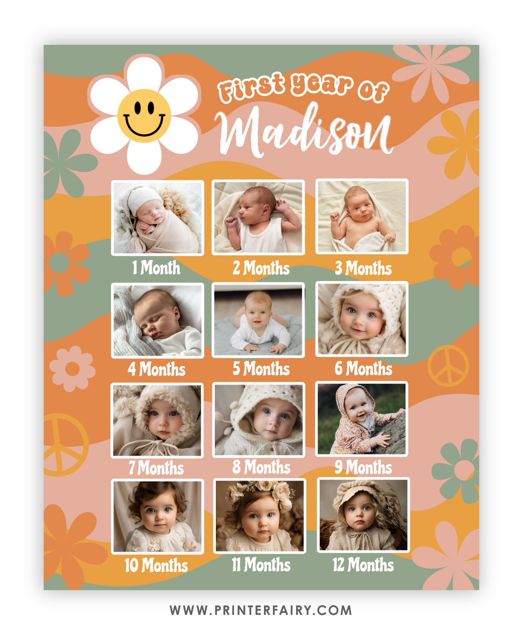 Groovy First Birthday Photo Board