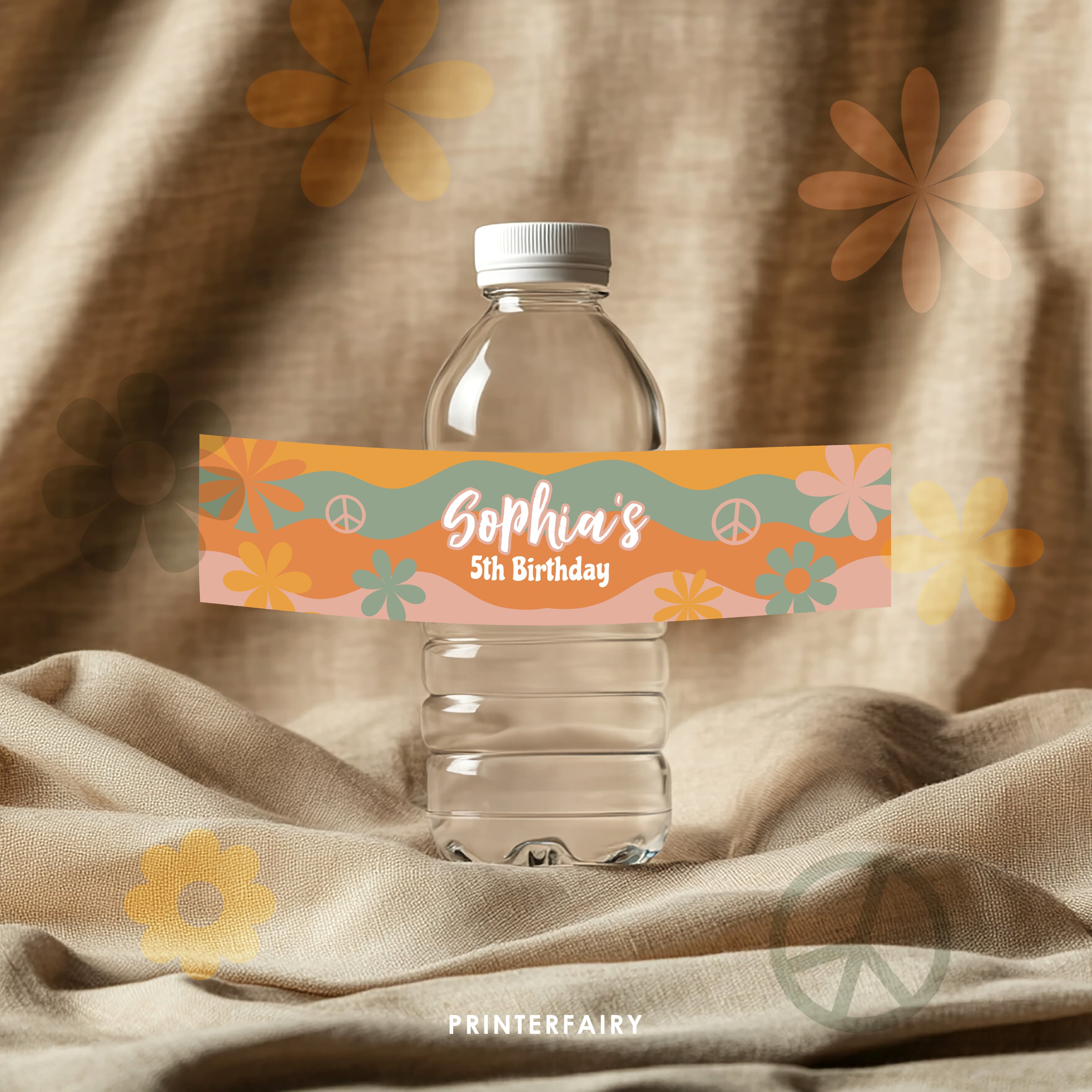 Groovy Party Water Bottle Label