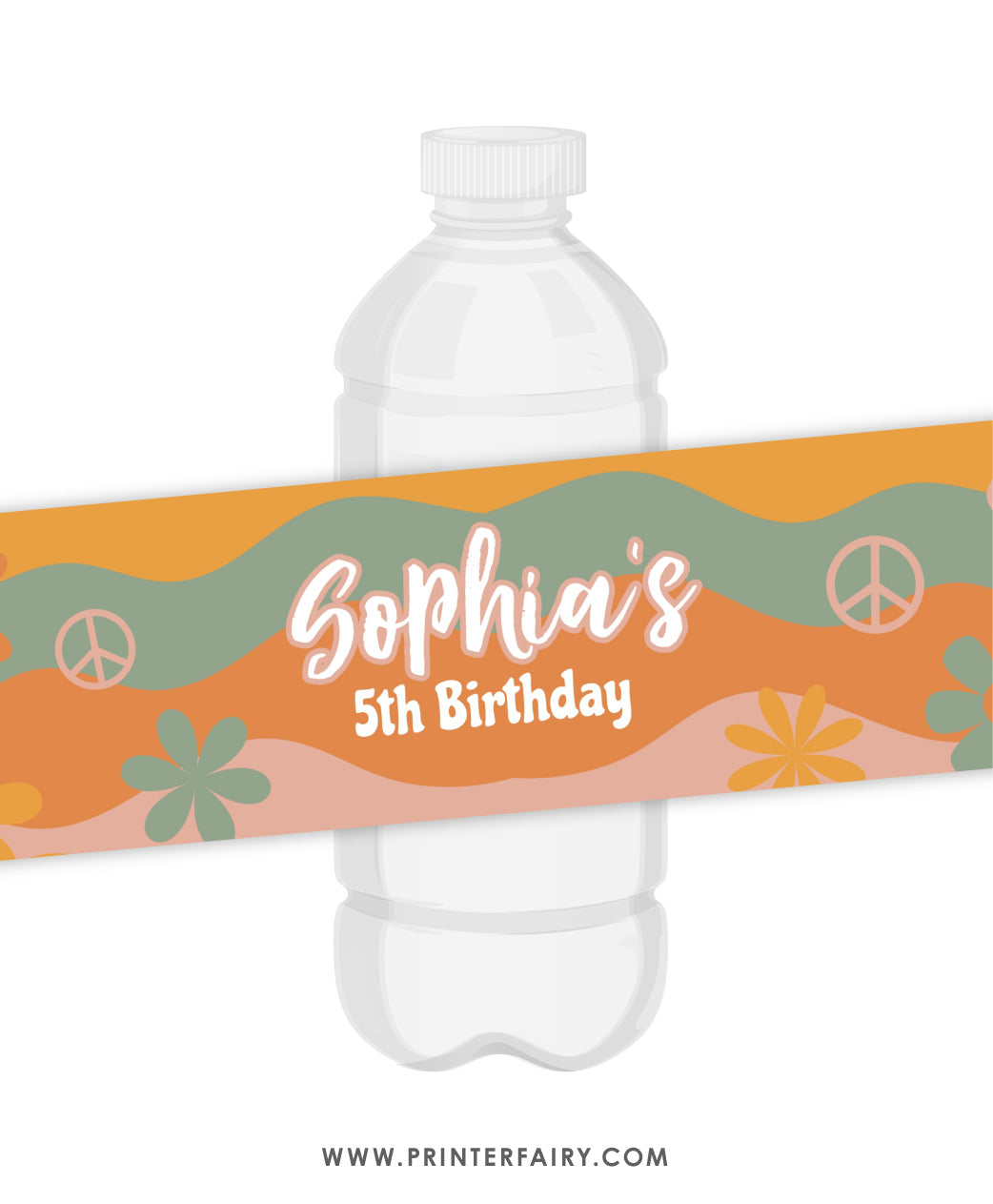 Groovy Party Water Bottle Label
