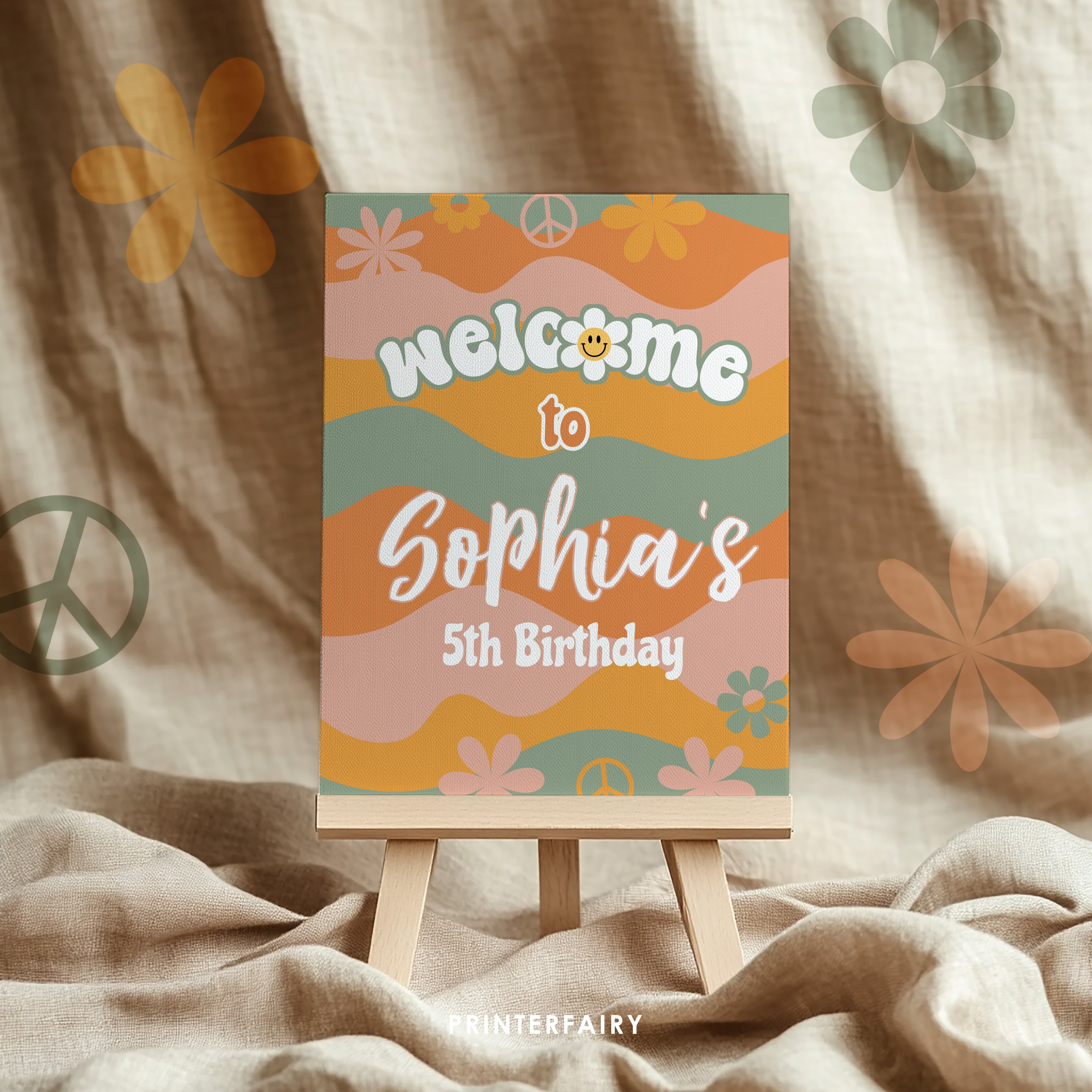 Groovy Birthday Welcome Sign