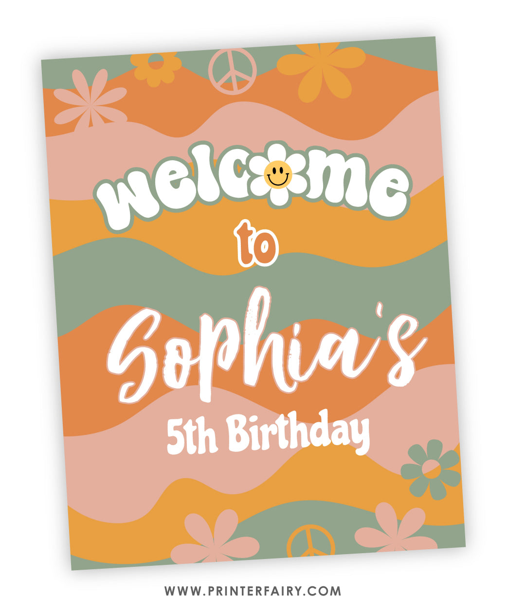 Groovy Birthday Welcome Sign