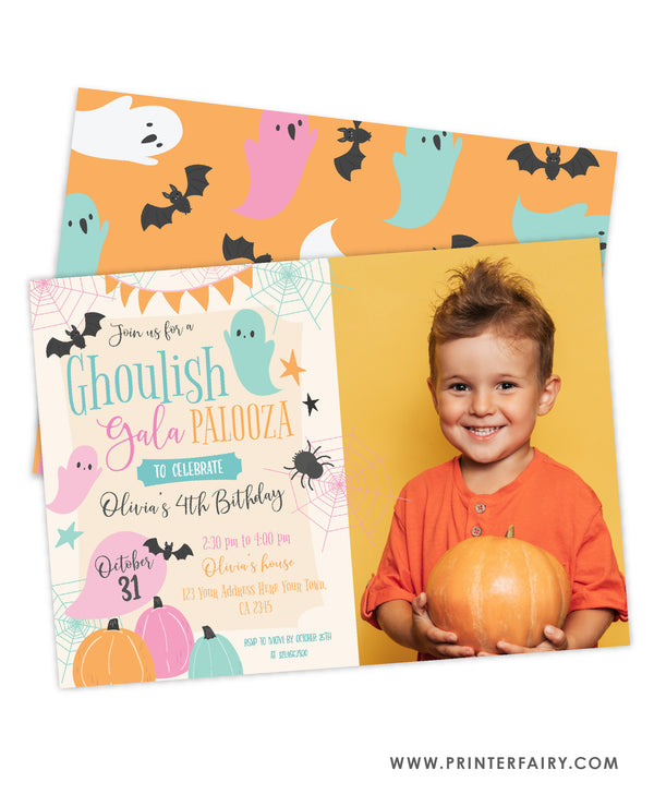 Halloween Birthday Party Invitation with Photo