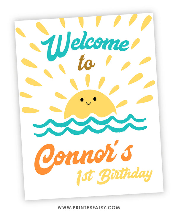Here Comes the Sun Birthday Party Welcome Sign