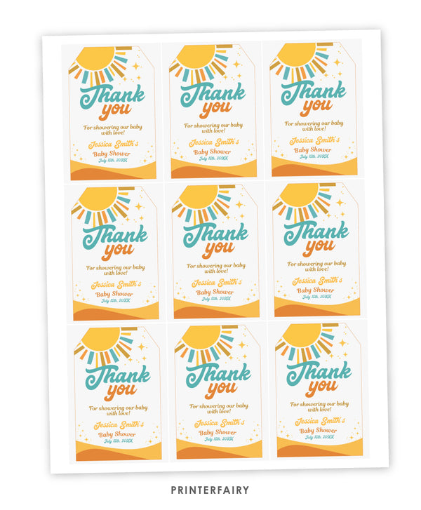 Here Comes the Son Baby Shower Favor Tags