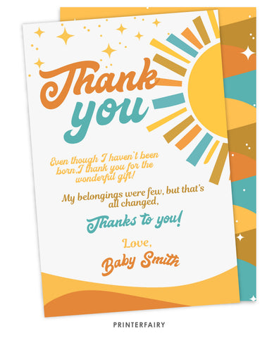 Here Comes the Son Baby Shower Thank You Card