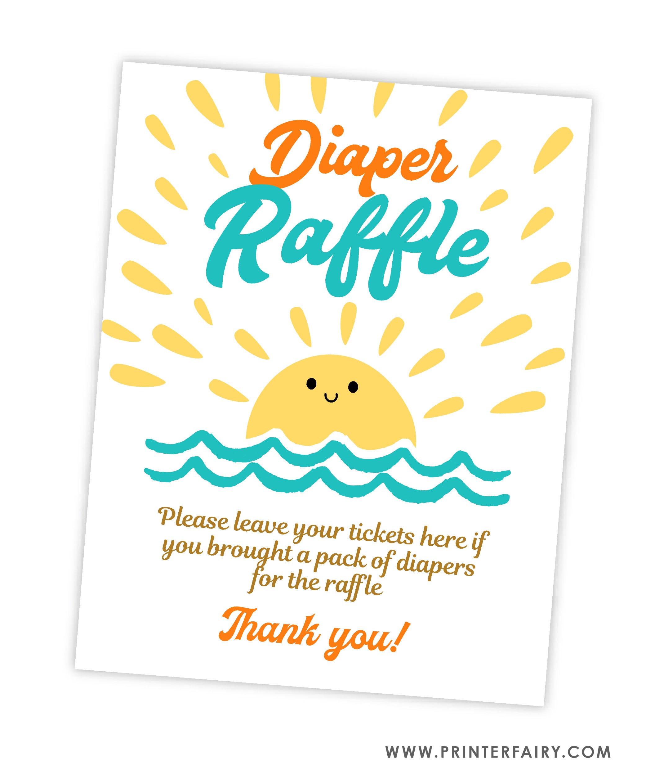 Here Comes The Sun Diaper Raffle Game