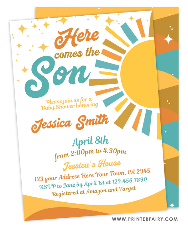 Here Comes the Sun Baby Shower Invitation