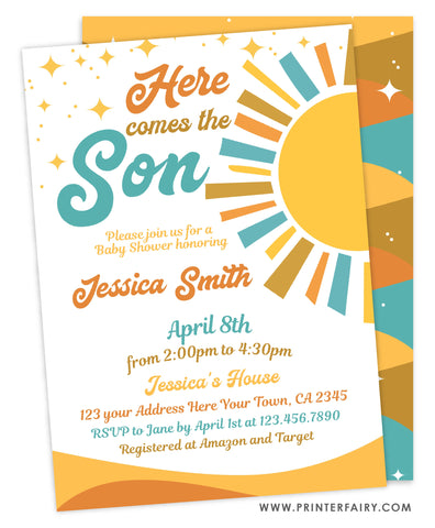 Here Comes the Son Baby Shower Invitation