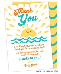 Here Comes the Sun Birthday Party Thank You Card