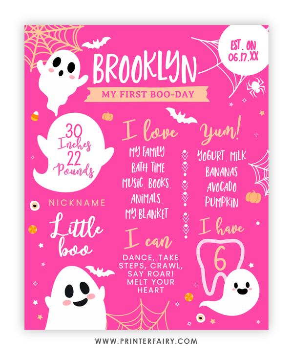 Pink Halloween Birthday Board