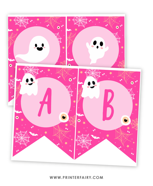 Pink Halloween Party Banner