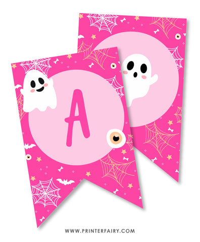 Pink Halloween Party Banner