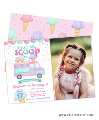 Ice Cream Truck Birthday Invitation with Photo