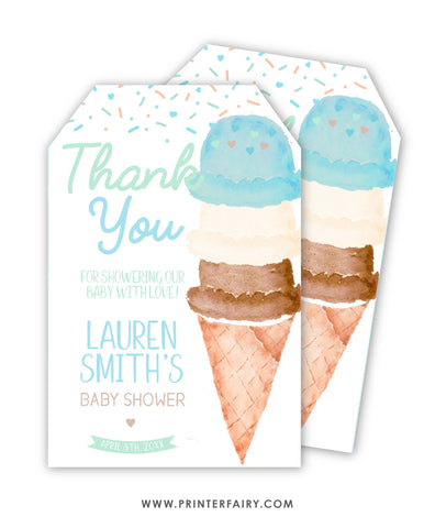 Ice Cream Baby Shower Favor Tags