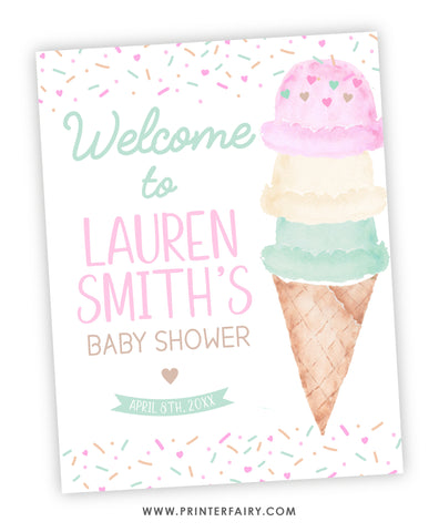 Ice Cream Baby Shower Welcome Sign