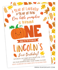 Little Pumpkin First Birthday Invitation