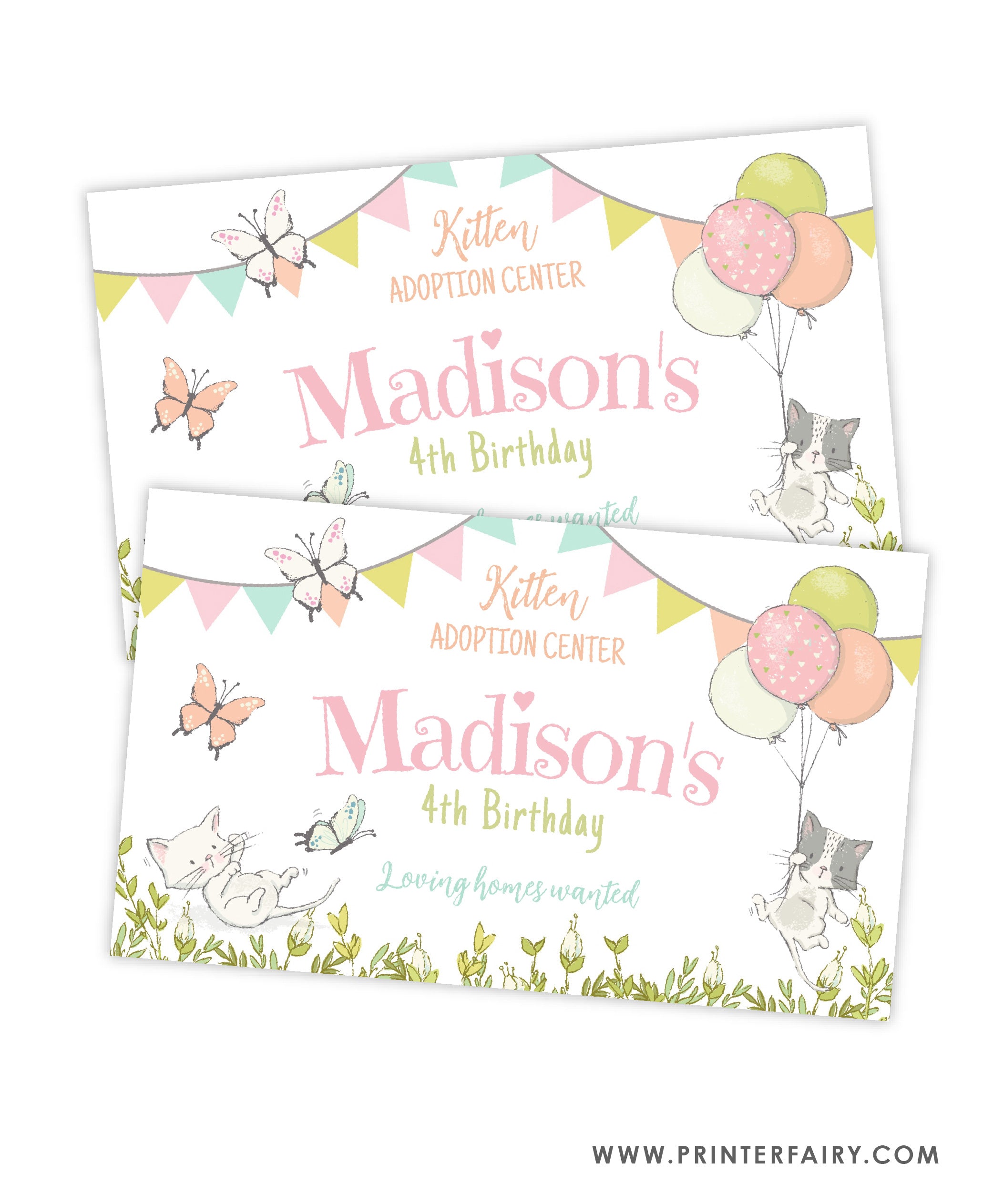 Kitten Garden Party Gable Box Label