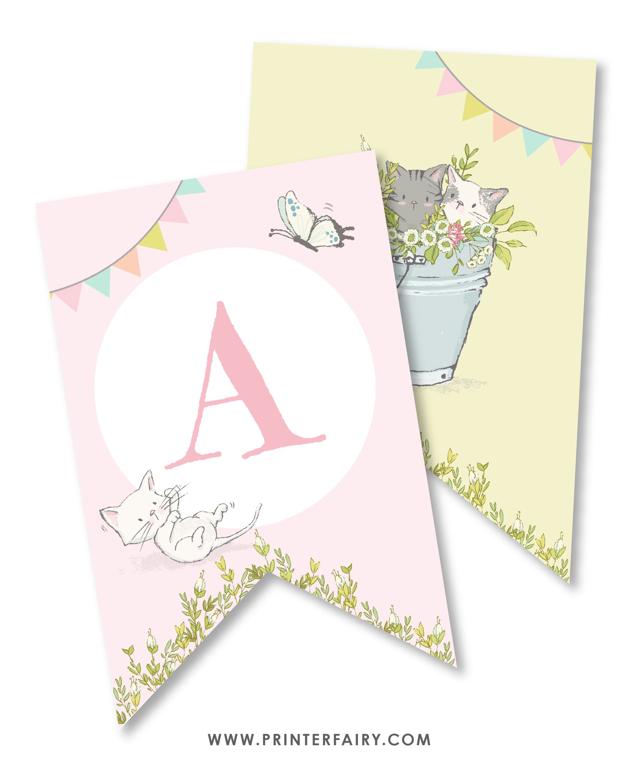 Kitten Garden Birthday Party Banner