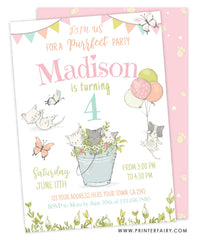 Kitten Garden Birthday Invitation