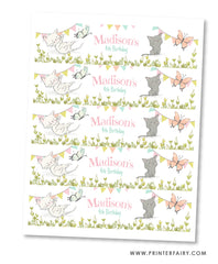 Kitten Garden Party Water Bottle Label
