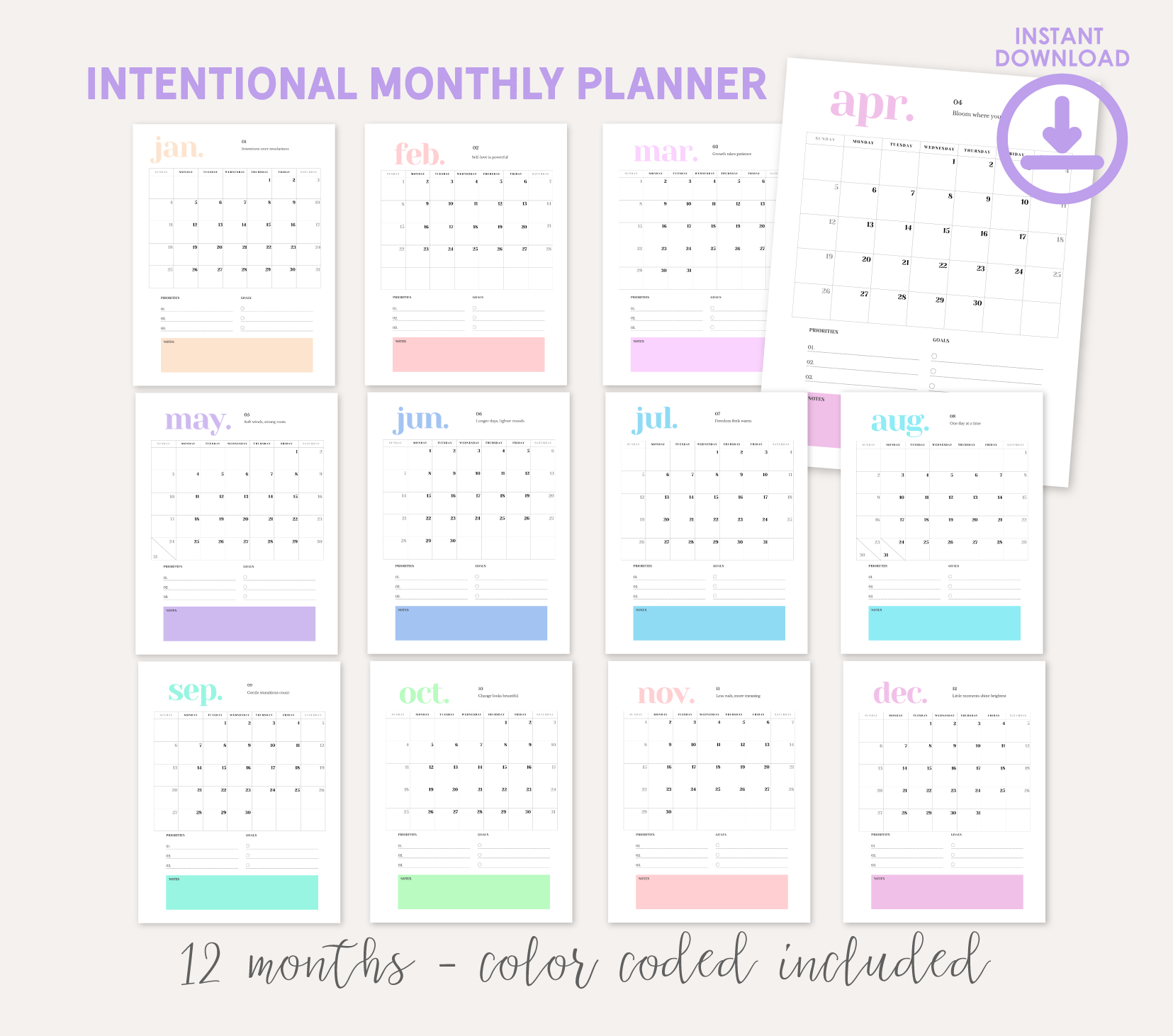 2026 Printable Planner, Instant Download