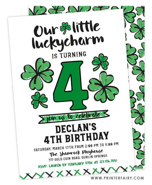 Little Shamrock 4th Birthday Invitation