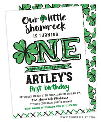 Little Shamrock First Birthday Invitation