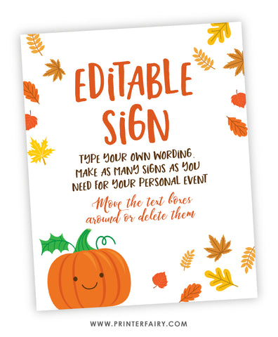 Little Pumpkin Birthday Editable Sign