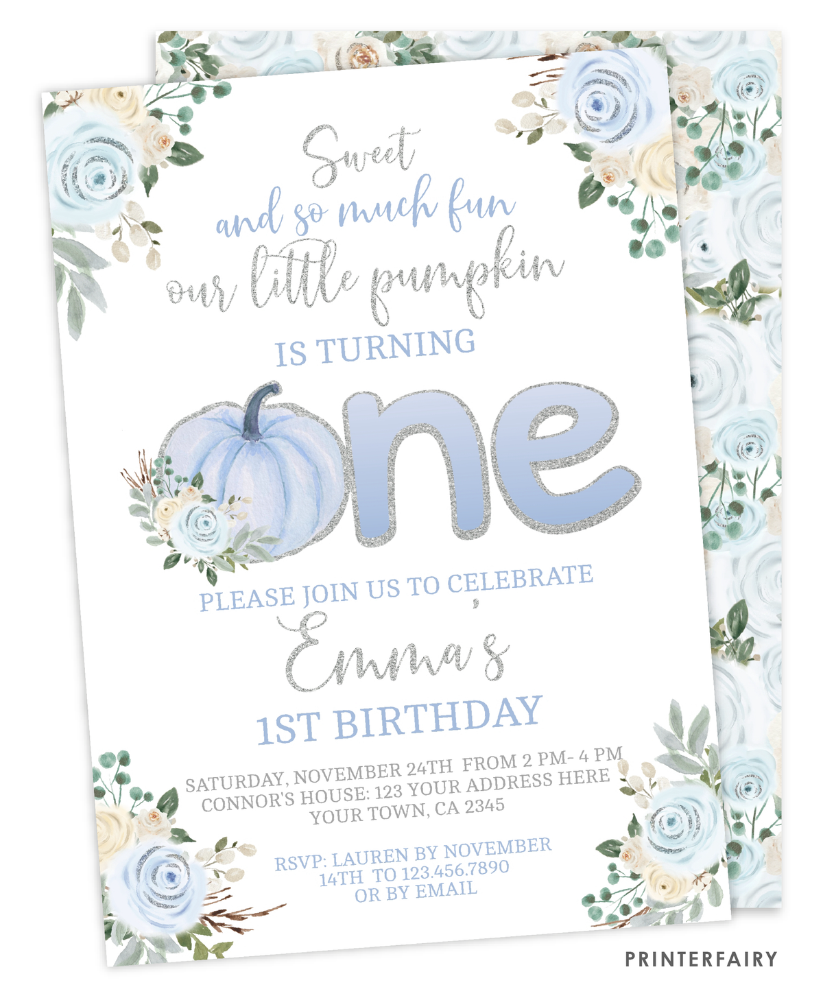 Little Pumpkin First Birthday Invitation