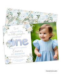 Little Pumpkin First Birthday Invitation with Photo