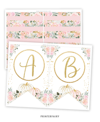 Pink Gold Pumpkin Baby Shower Banner