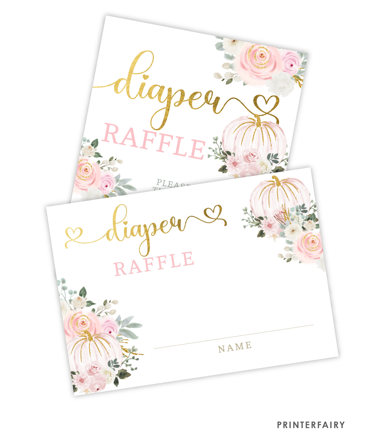Pink Gold Pumpkin Diaper Raffle