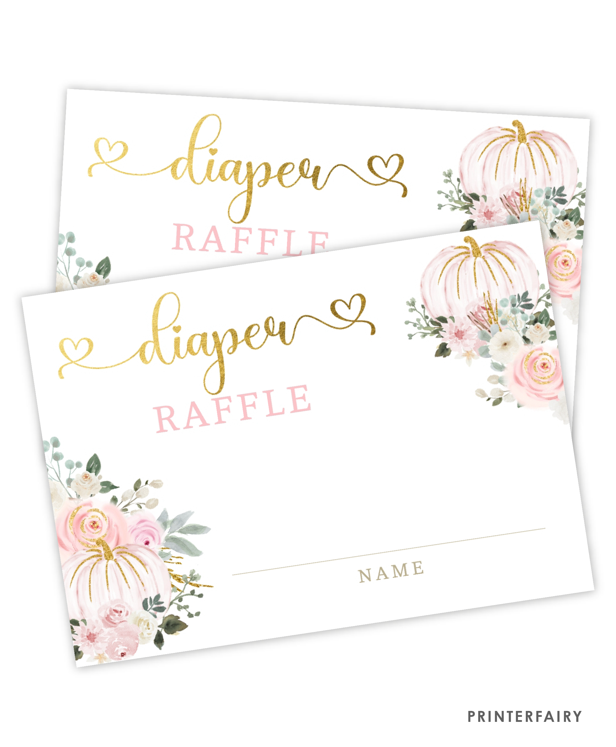 Pink Gold Pumpkin Diaper Raffle
